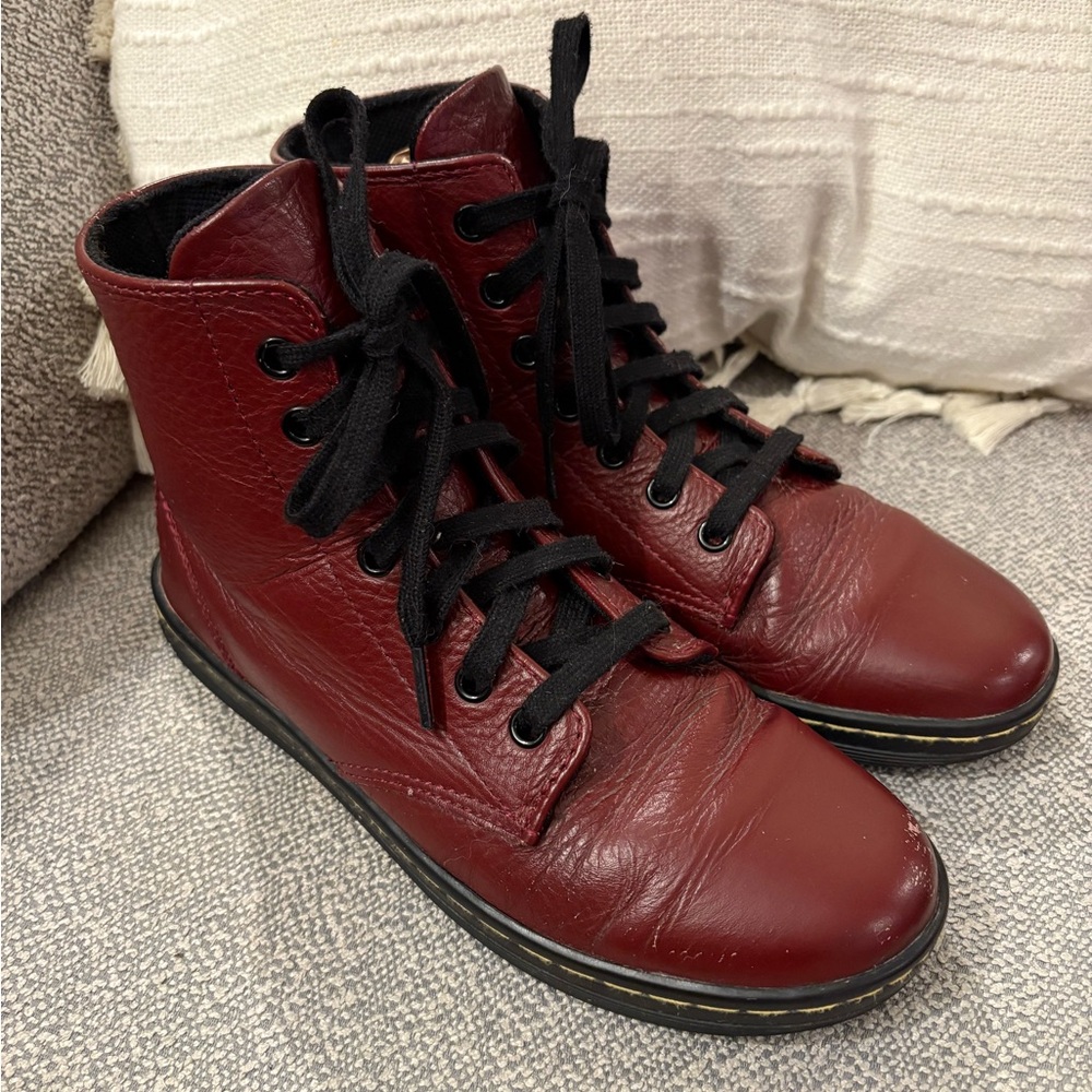 Dr. Martens Leyton Oxblood Red Boots Sz 7 Leather High Top